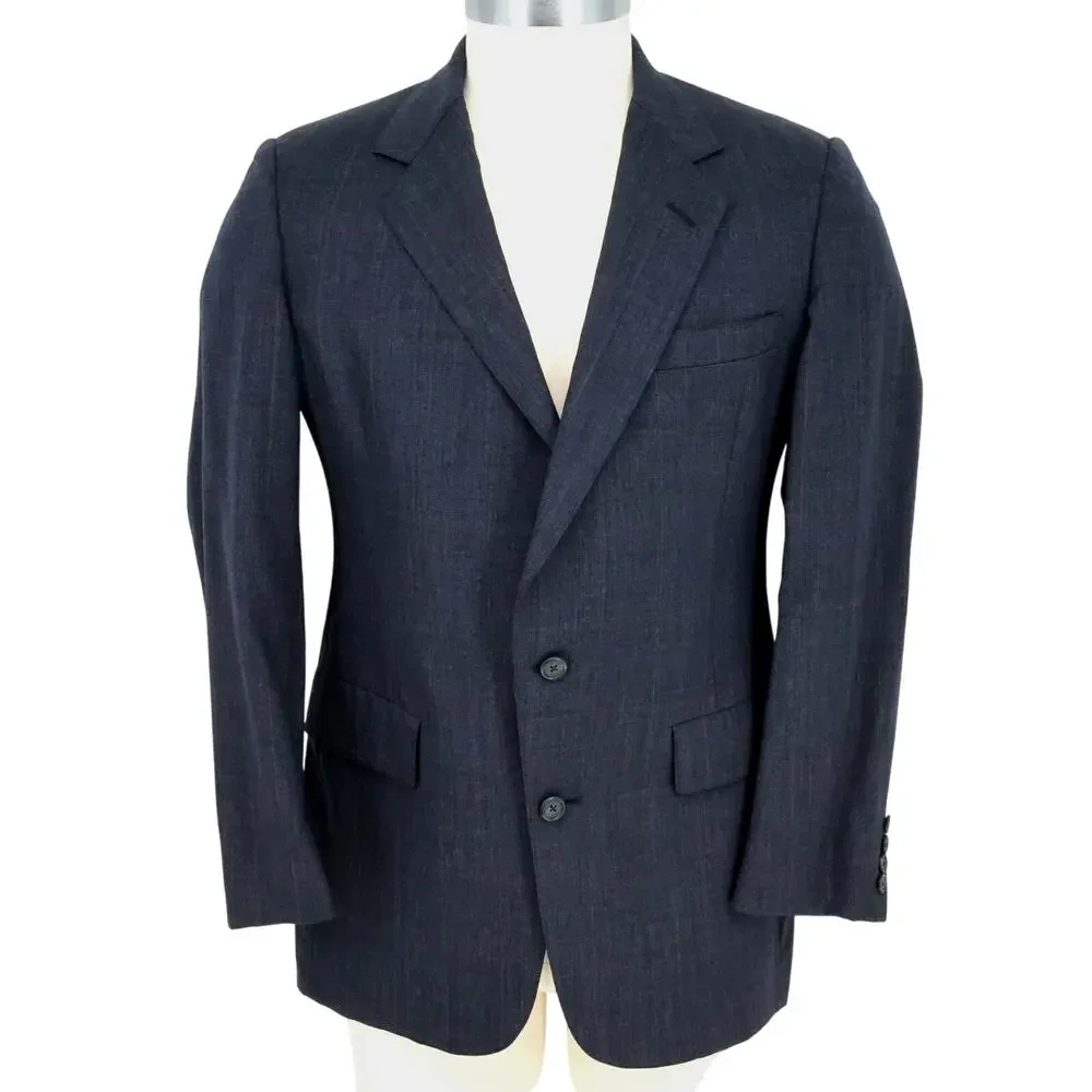 Hart Schaffner Marx Sport Coat Mens 40R Gray Micro Check Plaid Jacket Vintage
